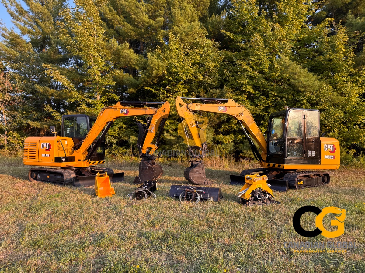 Full attachment spread with both excavators